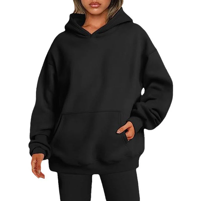 Basic Thick Solid Color Pullover Hoodie - Image 10