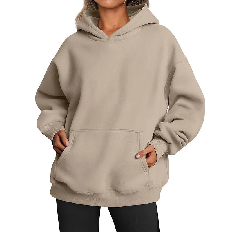 Basic Thick Solid Color Pullover Hoodie - Image 15