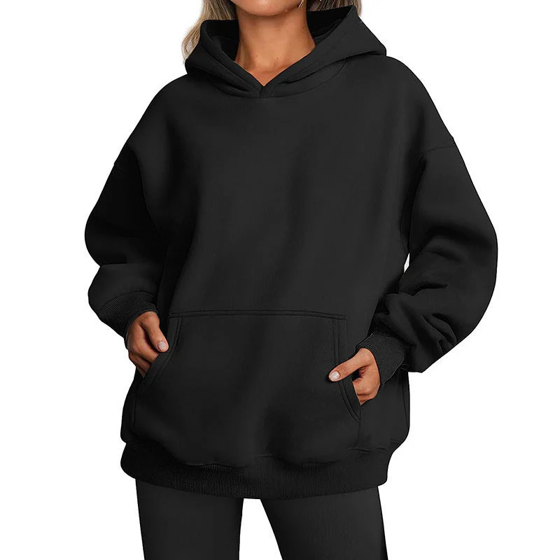 Basic Thick Solid Color Pullover Hoodie - Image 16
