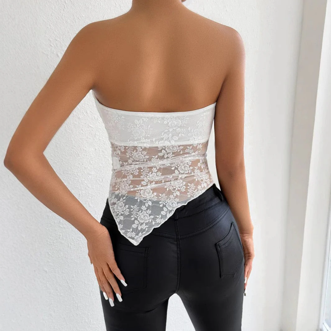 Off-Shoulder Lace Bandeau Women's T-Shirt - Image 3