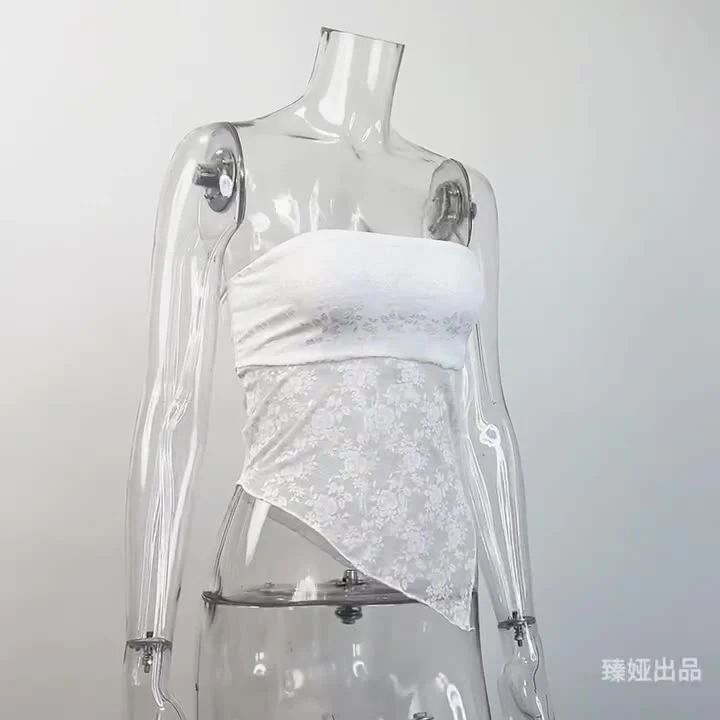 Off-Shoulder Lace Bandeau Women's T-Shirt - Image 7