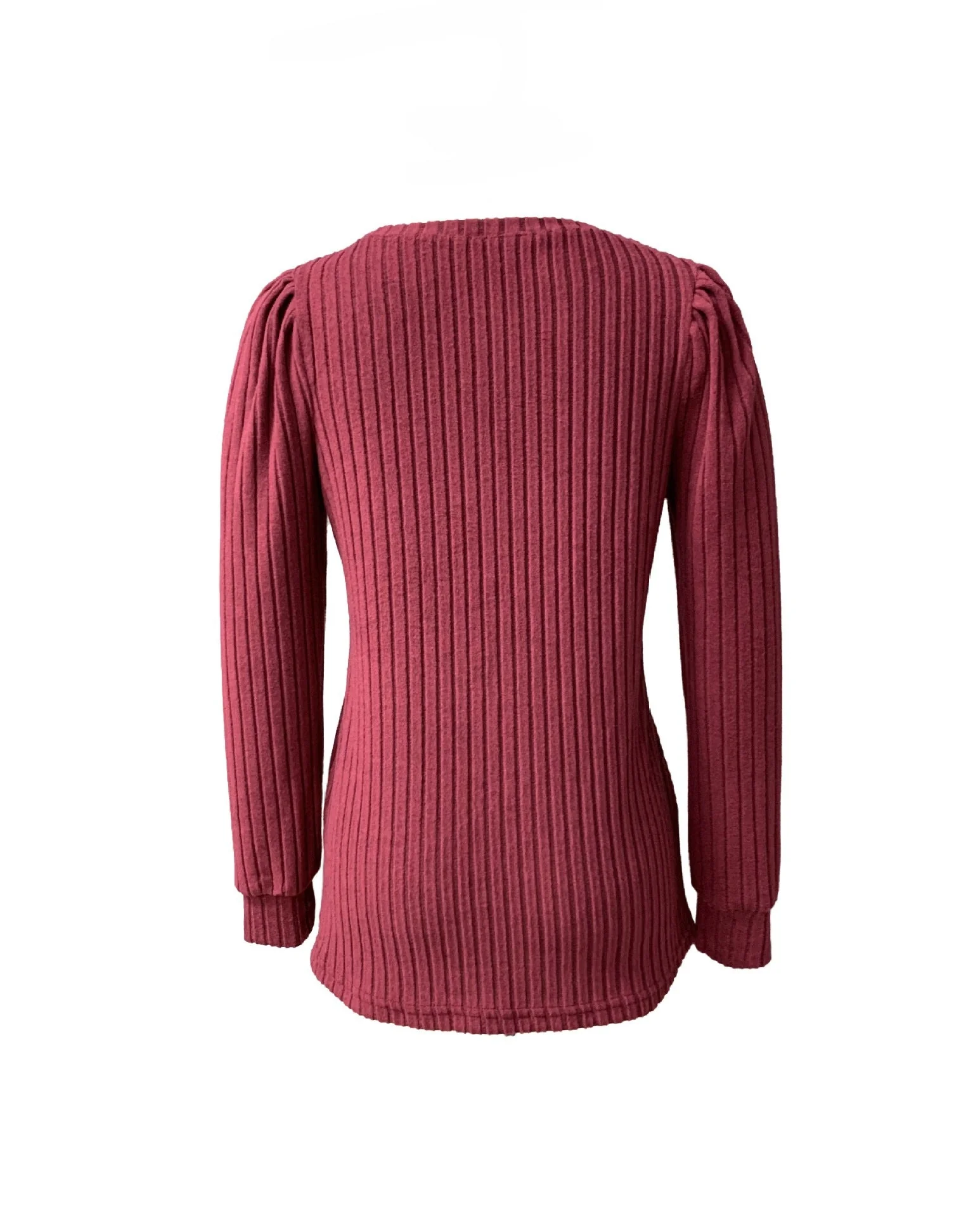 Women's Puff Sleeve Long Sleeve Crew Neck Knit Top - Image 6